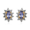 Tanzanite and White Zircon Sunburst Stud Earrings in Vermeil Yellow Gold Over Sterling Silver 0.85 ctw - Sticky add to cart bar