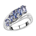 Tanzanite 5 Stone Ring in Platinum Over Sterling Silver 1.25 ctw - Sticky add to cart bar