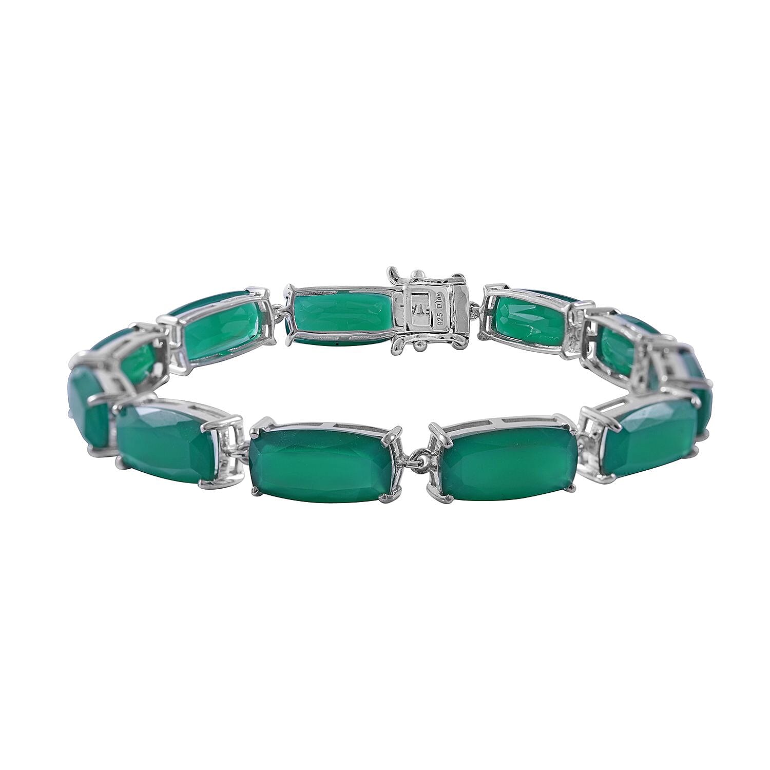 Verde Onyx Bracelet in Platinum Over Sterling Silver (6.50 In) 33.50 ctw