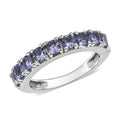 Tanzanite Half Eternity Band Ring in Platinum Over Sterling Silver (Size 10.0) 1.00 ctw - Sticky add to cart bar
