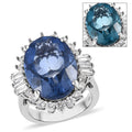 Color Change Fluorite (IR) and White Zircon Halo Ring in Platinum Over Sterling Silver 16.30 ctw - Sticky add to cart bar