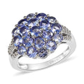 Tanzanite and White Zircon Cluster Ring in Platinum Over Sterling Silver (Size 10.0) 2.10 ctw - Sticky add to cart bar