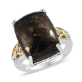 Karis Matrix Silver Shungite and White Zircon Ring in 18K YG Plated and Platinum Bond 7.90 ctw - Sticky add to cart bar