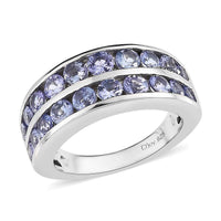 Tanzanite Half Eternity Band Ring in Platinum Over Sterling Silver (Size 10.0) 1.90 ctw
