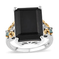 Australian Black Tourmaline and Madagascar Paraiba Apatite Ring in Vermeil YG and Platinum Over Sterling Silver 13.60 ctw - Sticky add to cart bar
