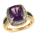 TLV Premium Moroccan Amethyst, Multi Gemstone Halo Ring in Vermeil YG Over Sterling Silver (Size 10.0) 5.00 ctw - Sticky add to cart bar