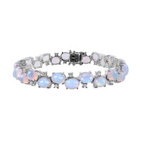 Premium Ethiopian Welo Opal and Moissanite Bracelet in Platinum Over Sterling Silver (6.50 In) 16.25 ctw