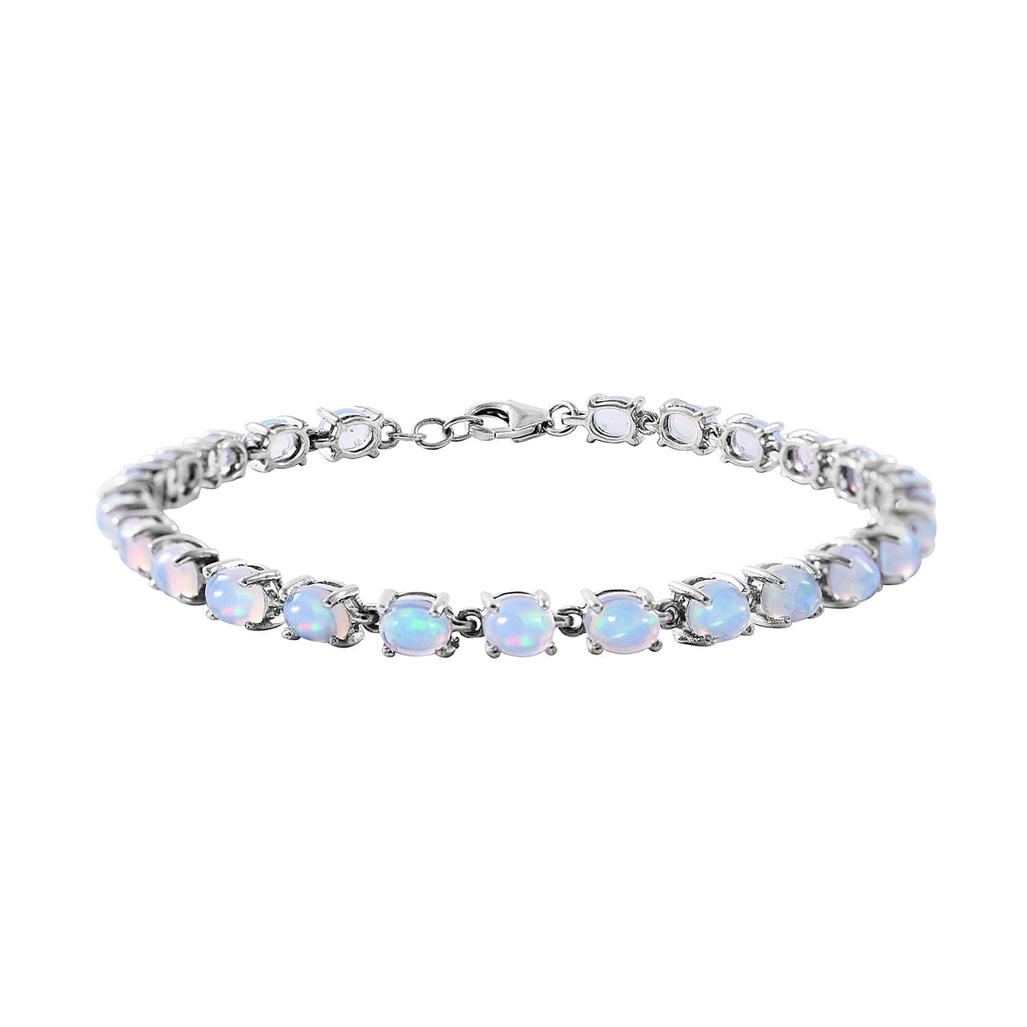 Ethiopian Welo Opal Bracelet in Platinum Over Sterling Silver (6.50 In) 4.60 ctw