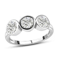 Moissanite 3 Stone Ring in Platinum Over Sterling Silver 1.35 ctw - Sticky add to cart bar