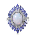 Ethiopian Welo Opal and Multi Gemstone Cocktail Ring in Platinum Over Sterling Silver 4.40 ctw - Sticky add to cart bar