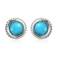 Sleeping Beauty Turquoise Solitaire Stud Earrings in Sterling Silver 1.00 ctw