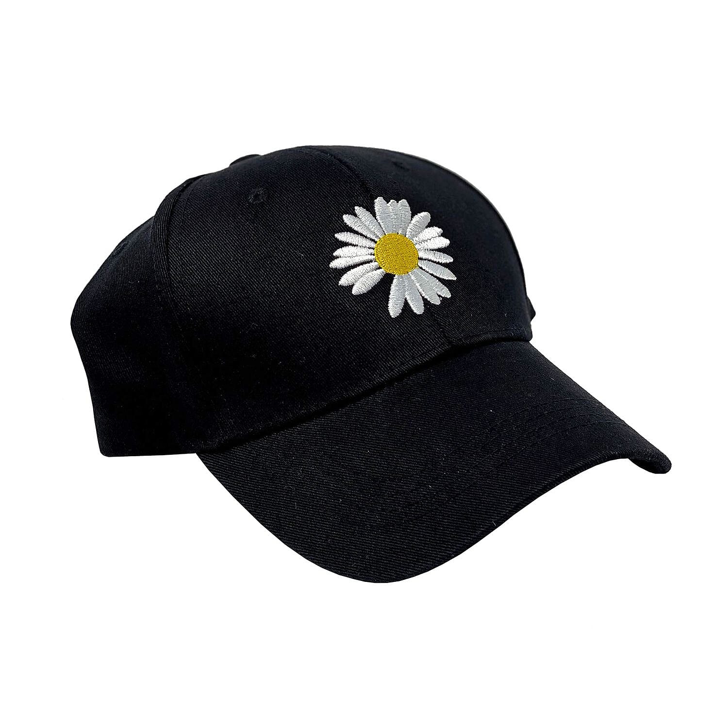 Flower Embroidered Baseball Cap - White/Yellow Flower