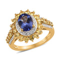 Tanzanite, Multi Gemstone Floral Ring in Vermeil YG Over Sterling Silver (Size 10.0) 2.85 ctw - Sticky add to cart bar