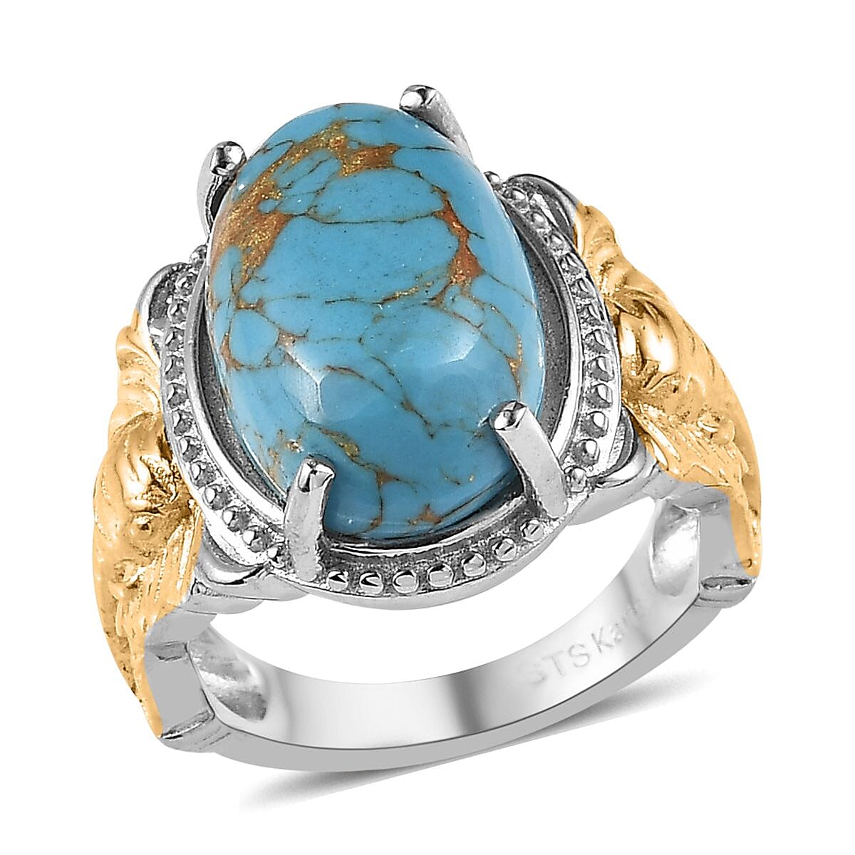 Karis Mojave Blue Turquoise Ring in 18K YG Plated and Platinum Bond 5.75 ctw