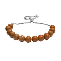 Zebra Jasper 50.00 ctw Beaded Bolo Bracelet in Sterling Silver