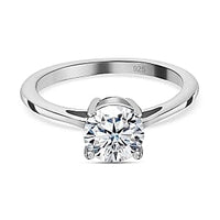 Moissanite 0.92 ctw Ring in Platinum Over Sterling Silver (Size 6.5)