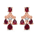 Premium Anthill Garnet and White Zircon Earrings in Vermeil Rose Gold Over Sterling Silver 2.00 ctw - Sticky add to cart bar