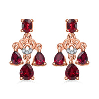 Premium Anthill Garnet and White Zircon Earrings in Vermeil Rose Gold Over Sterling Silver 2.00 ctw