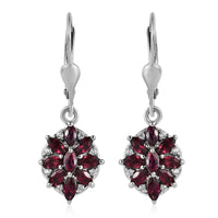 Anthill Garnet and White Zircon Lever Back Earrings in Platinum Over Sterling Silver 1.80 ctw
