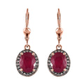 Niassa Ruby (FF) and Champagne Zircon Lever Back Earrings in Vermeil Rose Gold Over Sterling Silver 6.10 ctw - Sticky add to cart bar