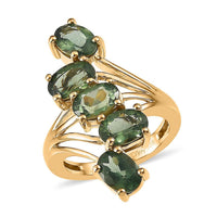 Tanzanian Natural Green Apatite 5 Stone Ring in Vermeil Yellow Gold Over Sterling Silver 3.90 ctw