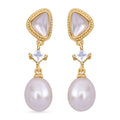 Freshwater Pearl and Multi Gemstone 0.30 ctw Earrings in Goldtone - Sticky add to cart bar