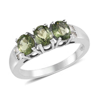 Green Apatite and Diamond Ring in Platinum Over Sterling Silver 1.15 ctw