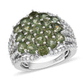 Green Apatite and Moissanite Ring in Platinum Over Sterling Silver (Size 10.0) 4.35 ctw - Sticky add to cart bar