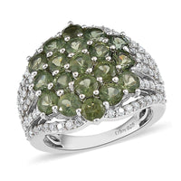 Green Apatite and Moissanite Ring in Platinum Over Sterling Silver (Size 10.0) 4.35 ctw