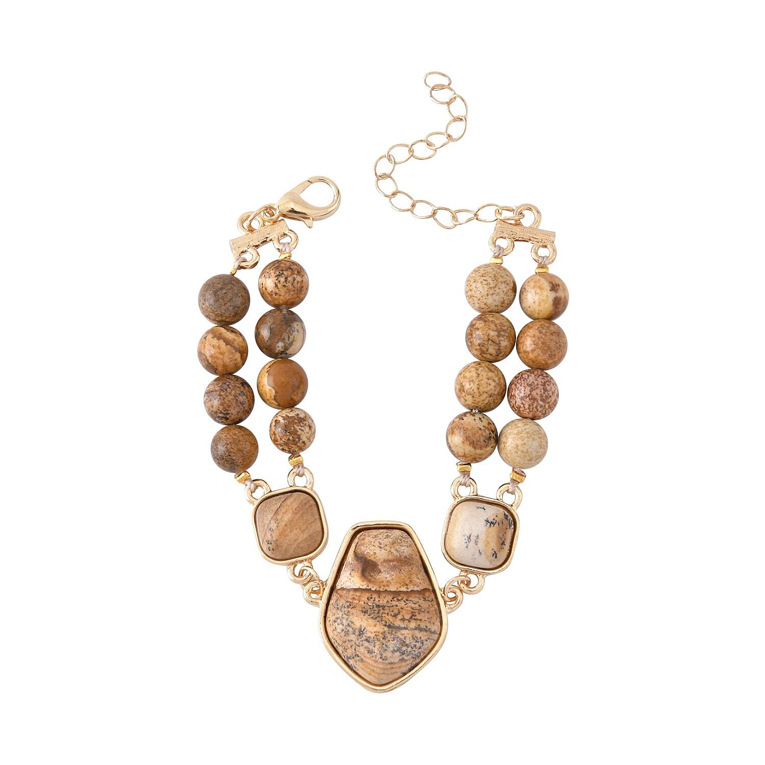 TLV Red Agate Two Row Beaded Bracelet in Goldtone (7-9In) 118.00 ctw