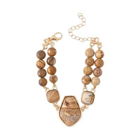 TLV Red Agate Two Row Beaded Bracelet in Goldtone (7-9In) 118.00 ctw