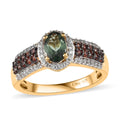 Green Apatite, Brown and White Zircon Ring in Vermeil Yellow Gold Over Sterling Silver (Size 10.0) 1.60 ctw - Sticky add to cart bar