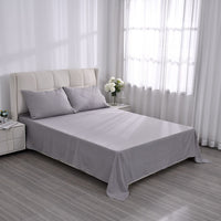 Set of 4 Light Grey Color Aloe Additive Sheets - Queen (Microfiber)