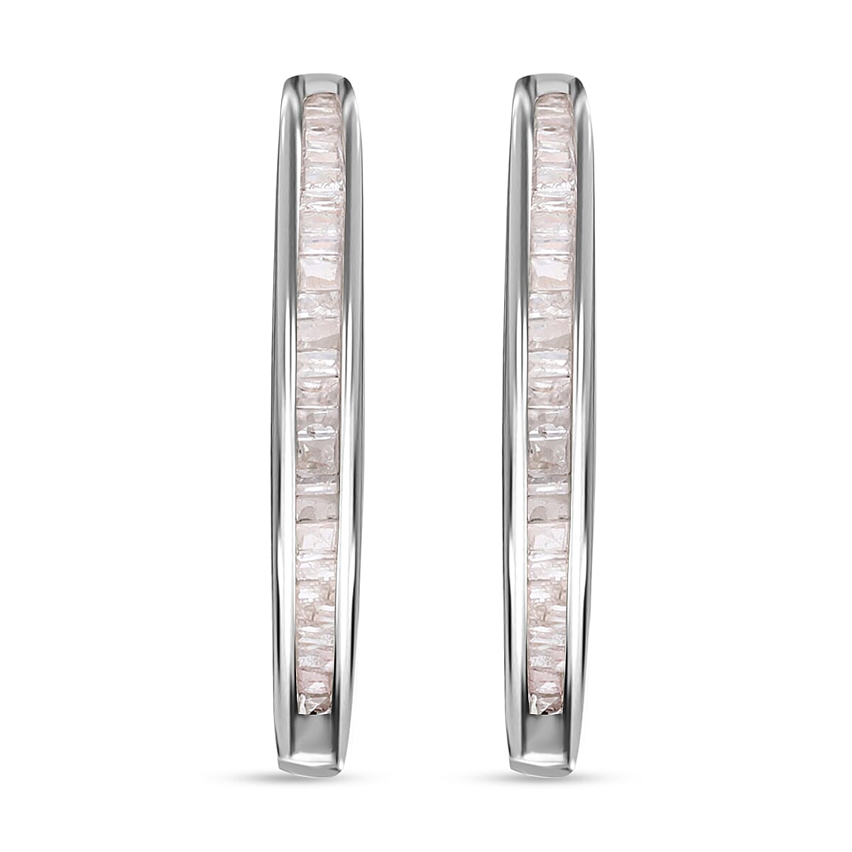 Diamond Hoop Earrings in Platinum Over Sterling Silver 0.55 ctw