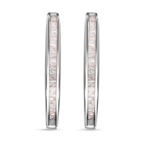 Diamond Hoop Earrings in Platinum Over Sterling Silver 0.55 ctw