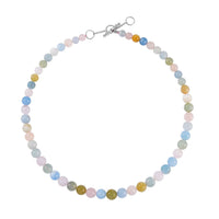 Multi Beryl, Mozambique Garnet and Simulated Diamond Beaded  330.10 ctw Necklace in Rhodium Over Sterling Silver 20-22 Inches