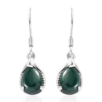 African Malachite Earrings in Platinum Over Sterling Silver 5.60 ctw