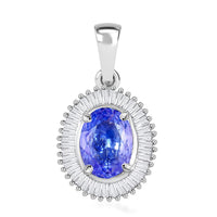 Iliana AAA Royal Ceylon Sapphire and G-H SI Diamond 1.65 ctw Halo Pendant in 18K White Gold