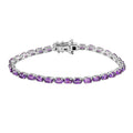 Amethyst Tennis Bracelet in Platinum Over Sterling Silver (6.50 In) (6.85 g) 6.40 ctw - Sticky add to cart bar