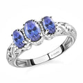 Mozambique Garnet 3 Stone Ring in Platinum Over Sterling Silver 1.15 ctw - Sticky add to cart bar