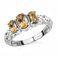 Mozambique Garnet 3 Stone Ring in Platinum Over Sterling Silver 1.15 ctw
