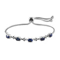 D'Joy Madagascar Blue Sapphire Bracelet, Station Bolo Bracelet, Platinum Over Sterling Silver and Stainless Steel Bracelet, Sapphire Bolo Bracelet 3.15 ctw - Sticky add to cart bar