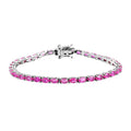 Premium Ilakaka Hot Pink Sapphire Tennis Bracelet in Platinum Over Sterling Silver (7.25 In) 8.15 Grams 12.50 ctw - Sticky add to cart bar