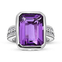 Lusaka Amethyst and White Zircon 7.75 ctw Ring in Platinum Over Sterling Silver (Size 5.5)