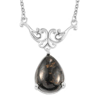 Matrix Silver Shungite Drop Necklace 18 Inches in Sterling Silver 3.90 ctw