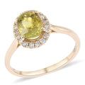 SUMMER SIZZLING DEAL LUXORO 14K Yellow Gold AAA Sava Sphene and G-H I2 Diamond Halo Ring 2.20 Grams 1.80 ctw - Sticky add to cart bar