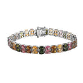 Multi-Tourmaline Double Row Bracelet in Platinum Over Sterling Silver (8.00 In) (19.65 g) 27.25 ctw - Sticky add to cart bar