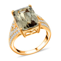 ILIANA 18K Yellow Gold AAA Turkizite and Diamond G-H SI Ring 5.85 Grams 9.00 ctw