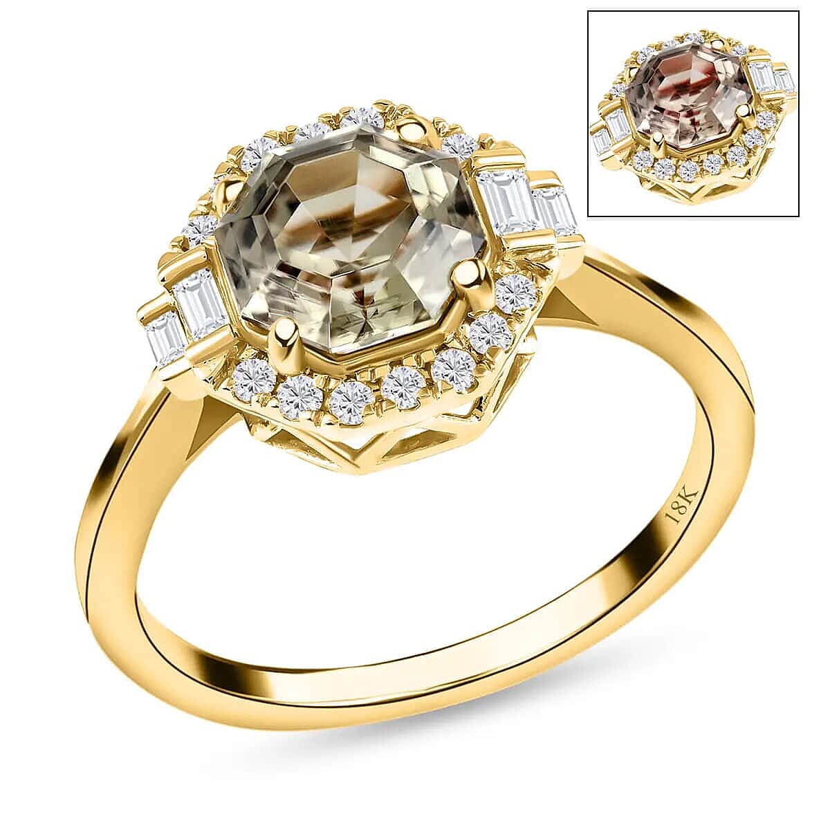 CERTIFIED ILIANA 18K Yellow Gold AAA Turkizite and Diamond G-H SI Ring with Free Appraised Certificate 3.25 Grams 2.00 ctw