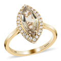 CERTIFIED ILIANA 18K Yellow Gold AAA Turkizite and Diamond G-H SI Halo Ring with Free Appraised Certificate 3.60 Grams 2.25 ctw - Sticky add to cart bar